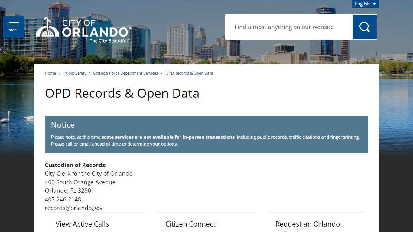 OPD Records & Open Data - City of Orlando - Orlando, Florida